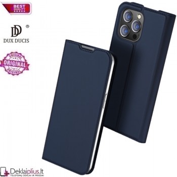 Dux Ducis dirbtinės odos viršelis - mėlynas (Apple Iphone 14 Pro)